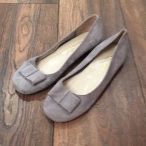 Grey suede flats